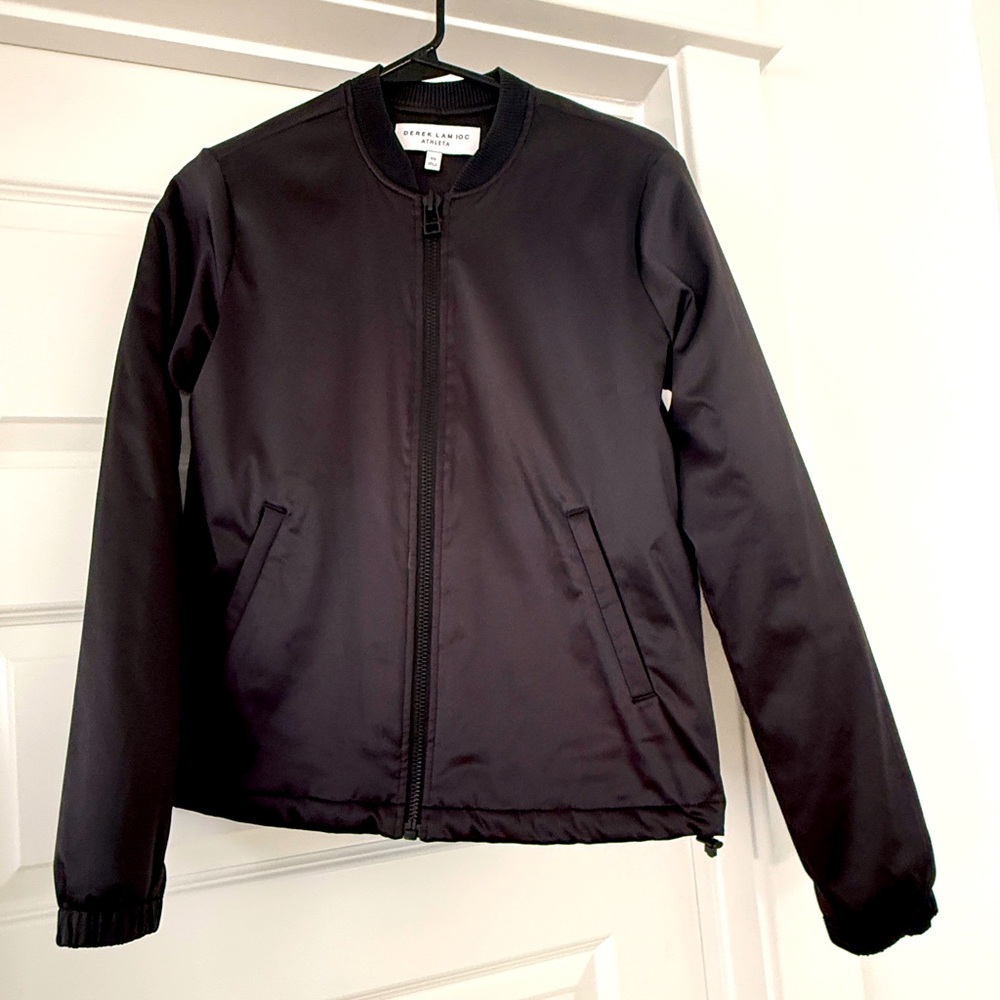 Derek Lam 10C Athleta Bomber Jacket Black Satin XS